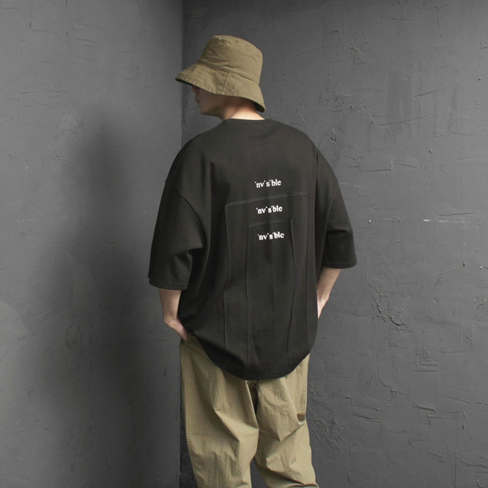 雙向補丁文字寬版短袖T恤