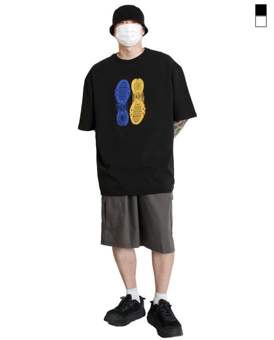 彩鞋印染短袖T恤