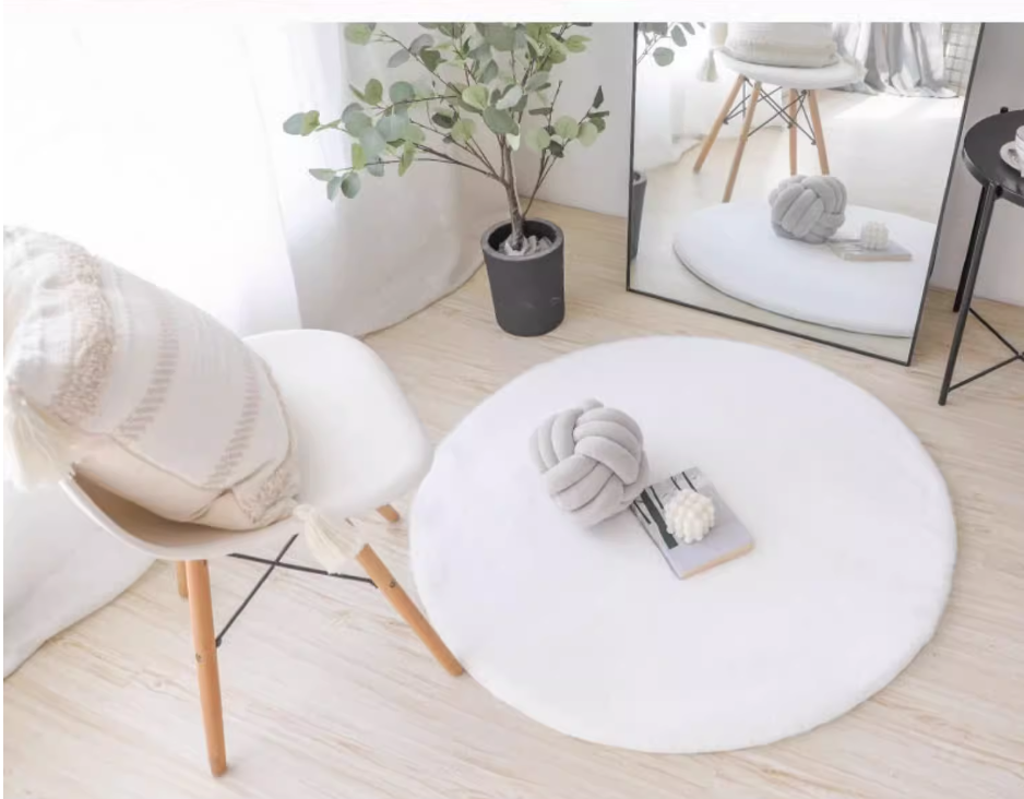 興連心仿兔毛圓形地毯- 米白色 (3kg)