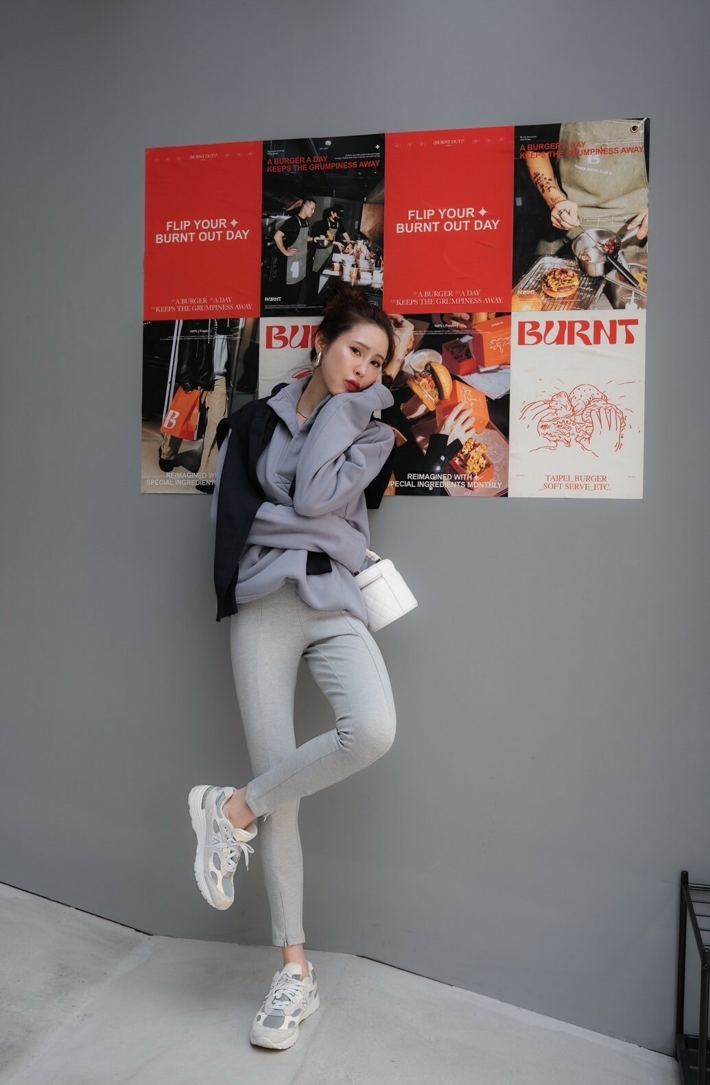 合身拉鍊彈性褲_AMISSA（灰）