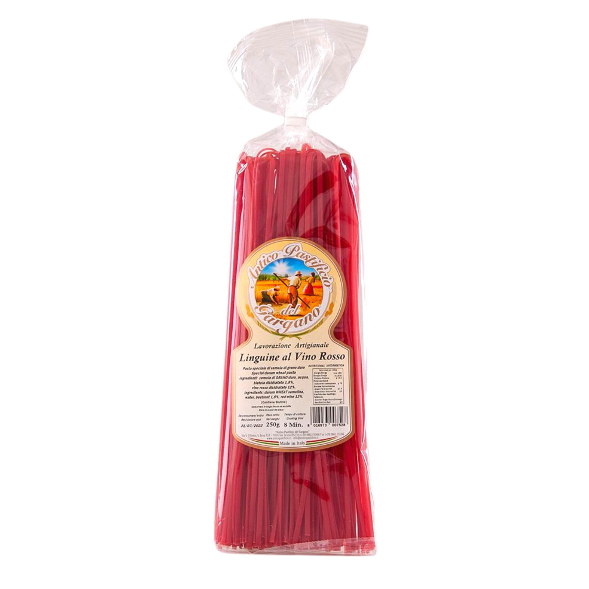 義大利紅酒扁麵條  Italy Gargano Linguine Al Vino Rosso Coloured Pasta 250克  /包