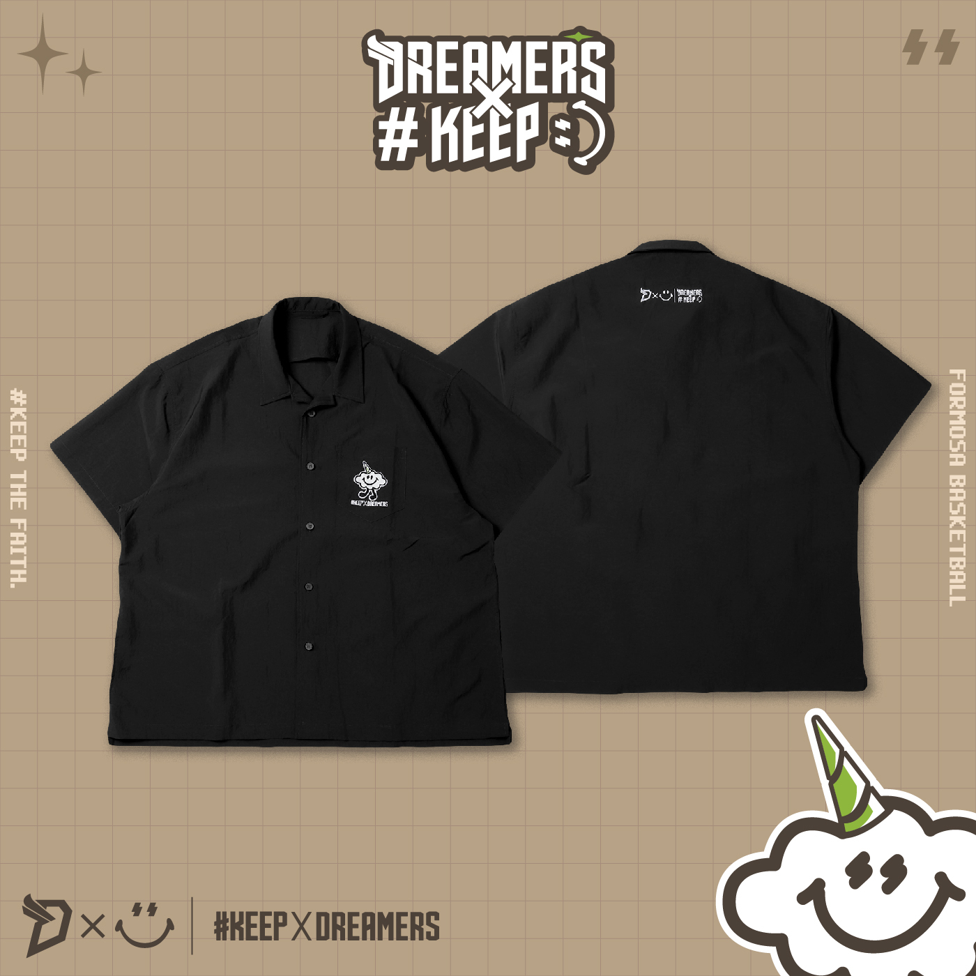 [西門實體門市現貨]#KEEP x DREAMERS 聯名款 SHIRT 黑色 雲朵獸 夢想家 雲朵人 短袖 古巴襯衫【KS213】