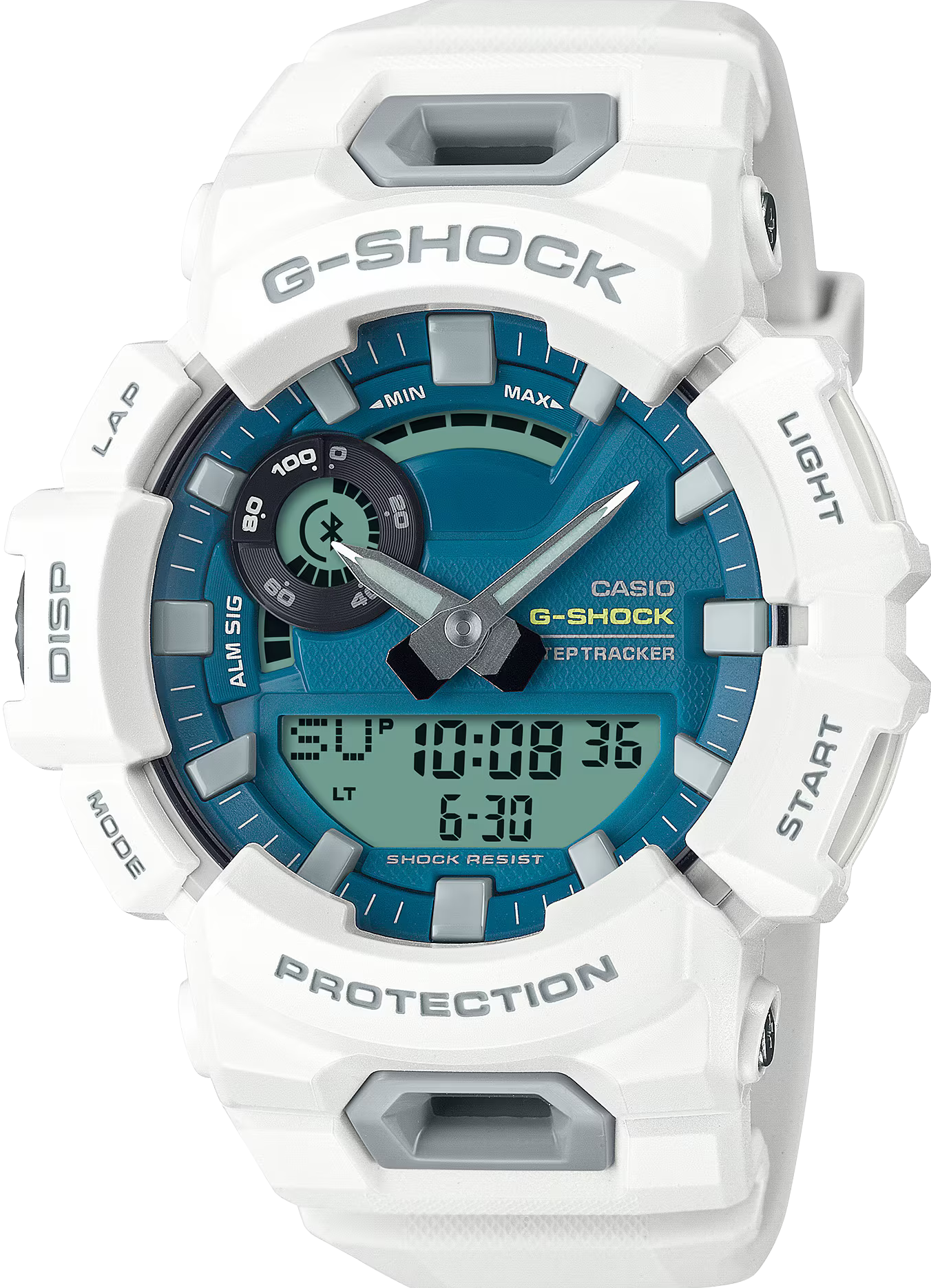 萬年鐘錶 - G-SHOCK   藍芽 記步  防震雙顯電子錶  GBA-900CB-7A 錶徑 : 48.9 MM