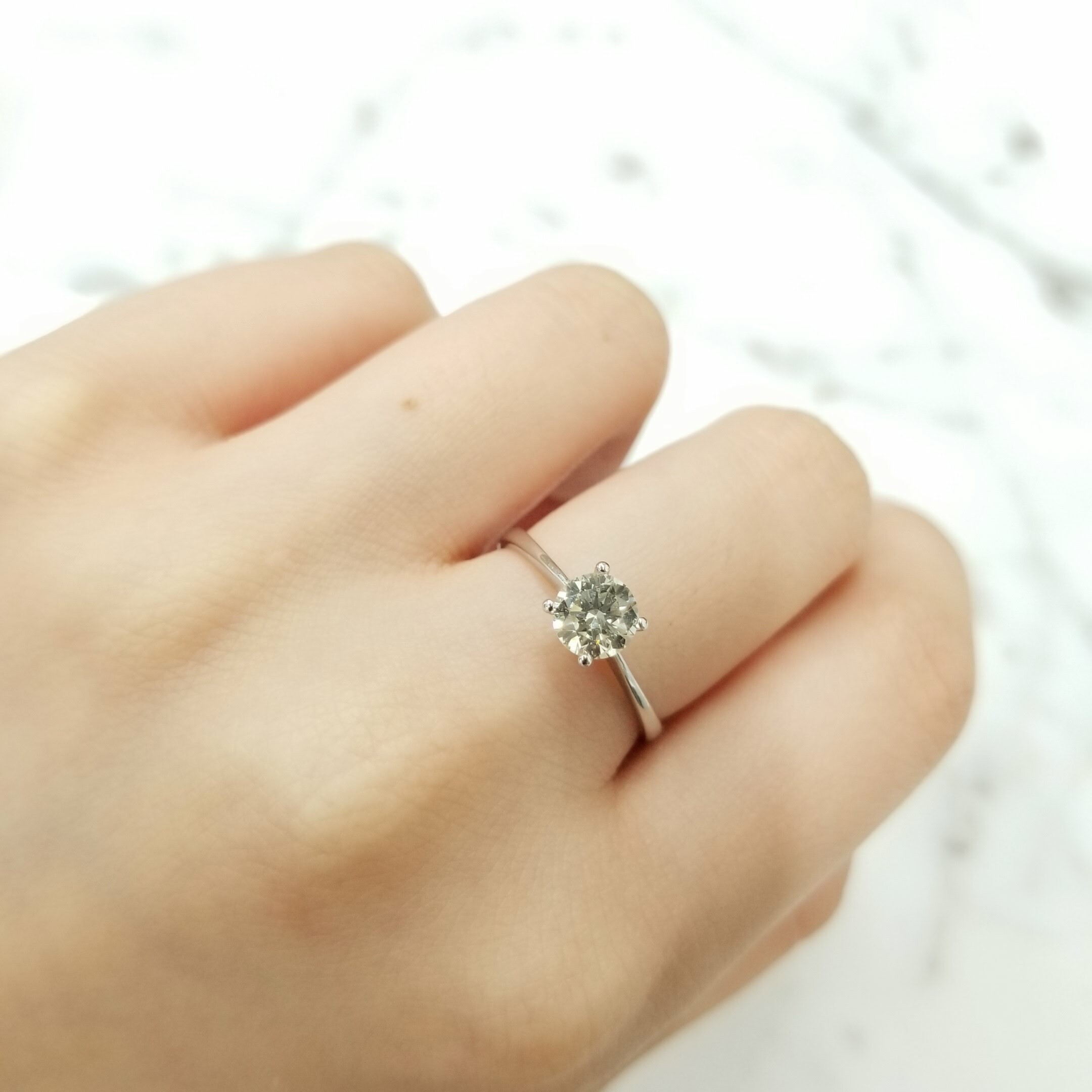 全新18K白金【單粒65份鑽石】戒指