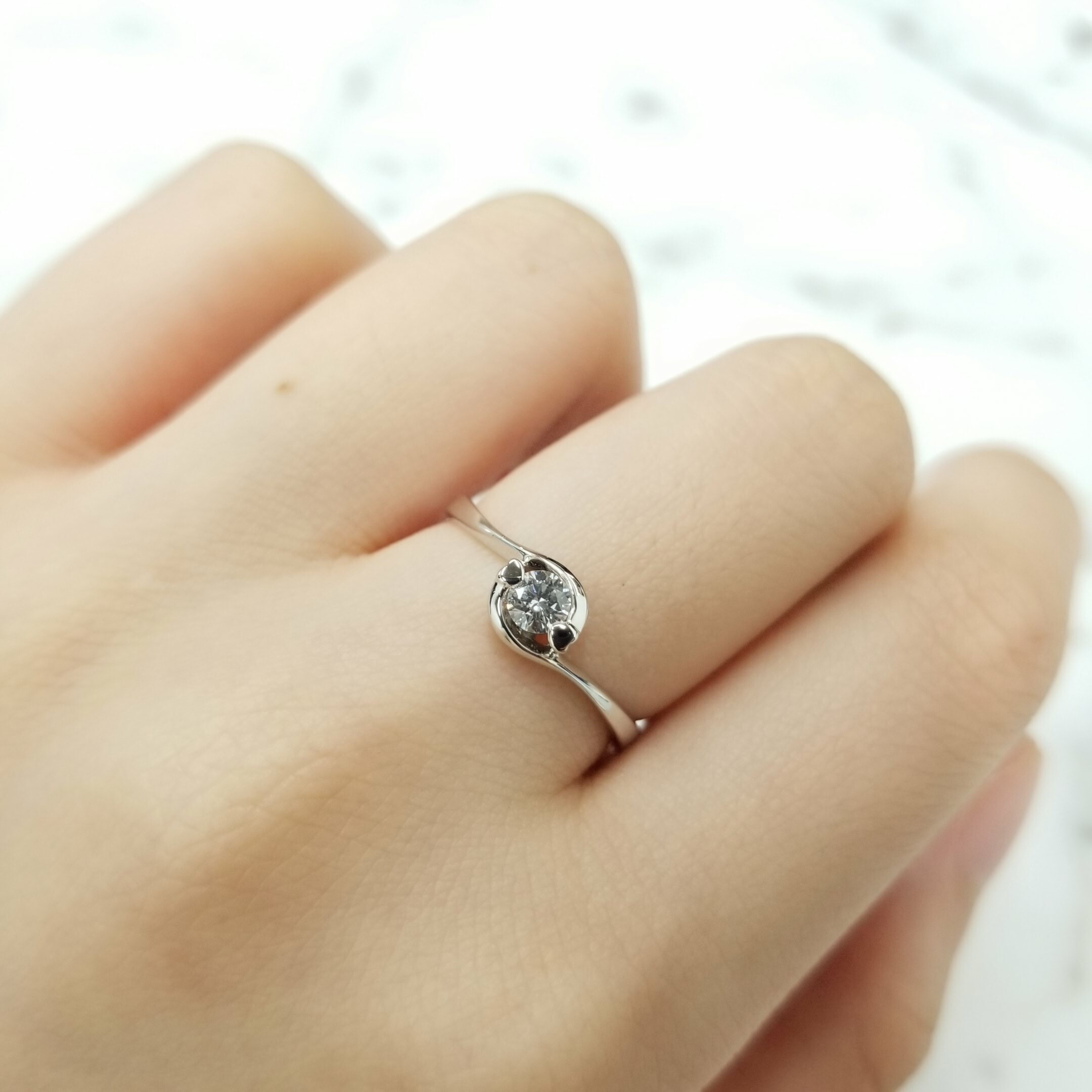 全新18K白金【單粒15份鑽石】戒指