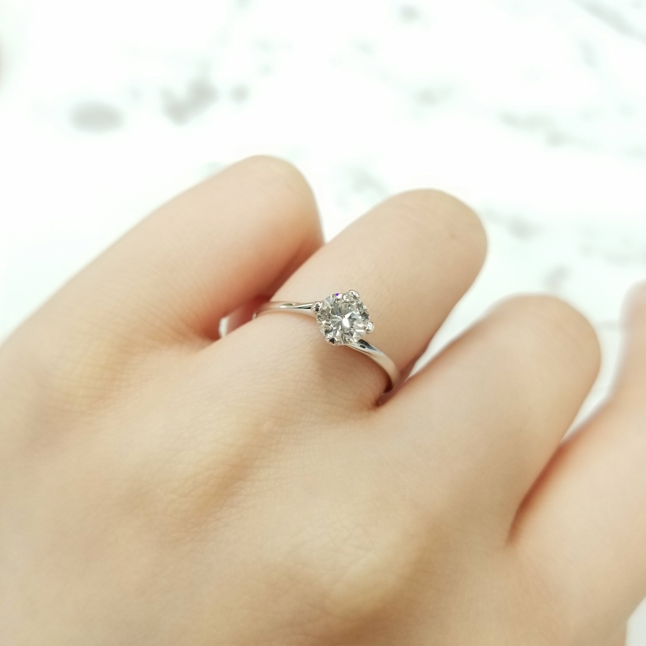 全新18K白金 【單粒55份鑽石】4爪戒指