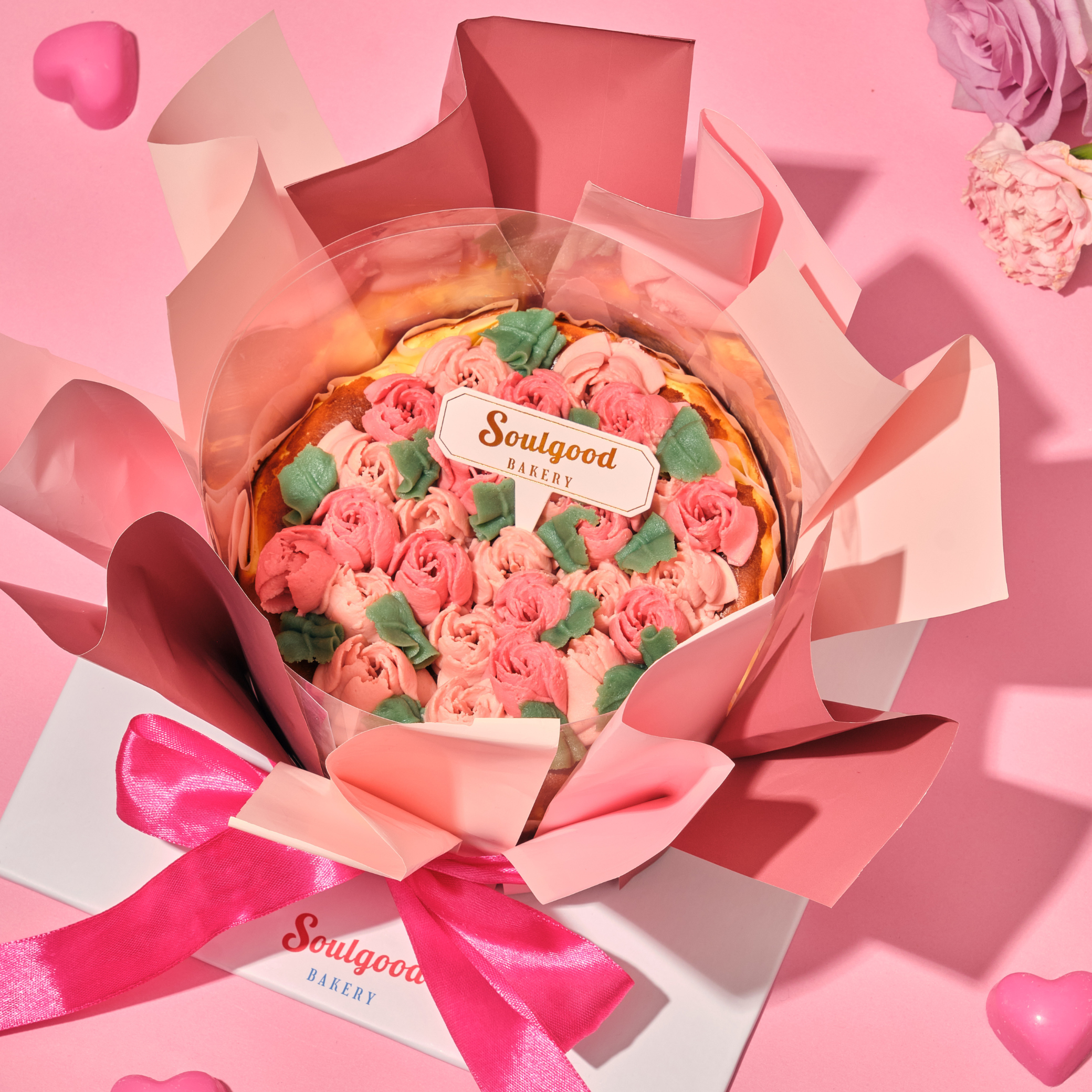 Strawberry Bouquet Basque Burnt Cheesecake