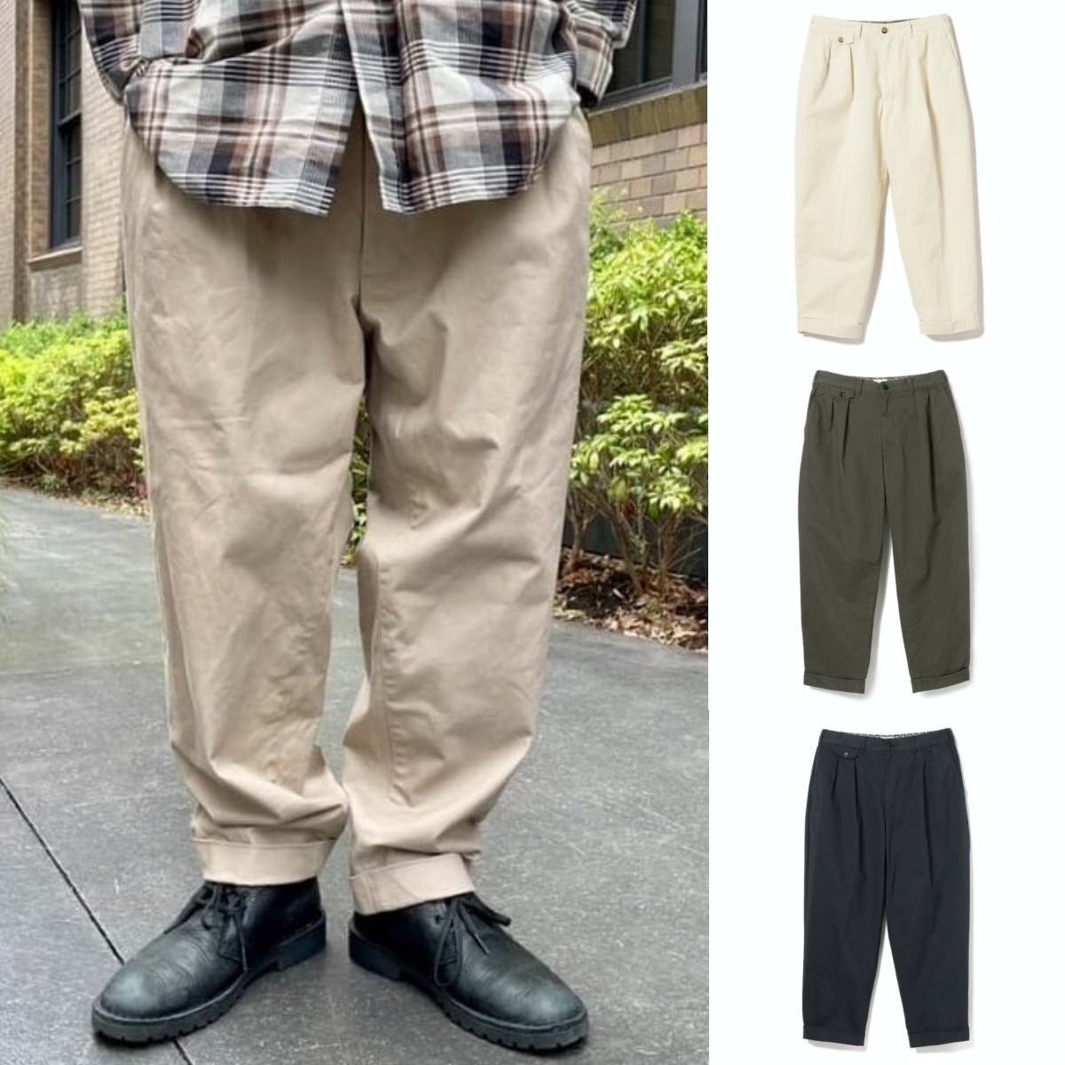預購┃BEAMS JAPAN 2 pleated chino pants 組紐 雙打摺 錐形褲