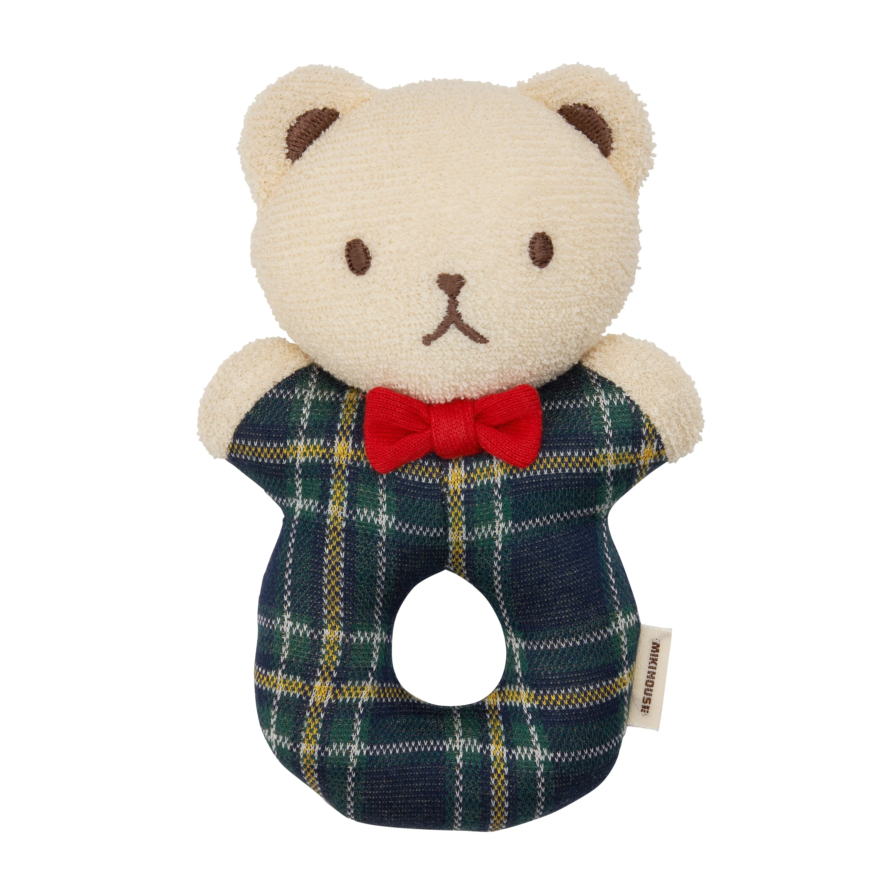 格紋熊造型手搖鈴-藏藍