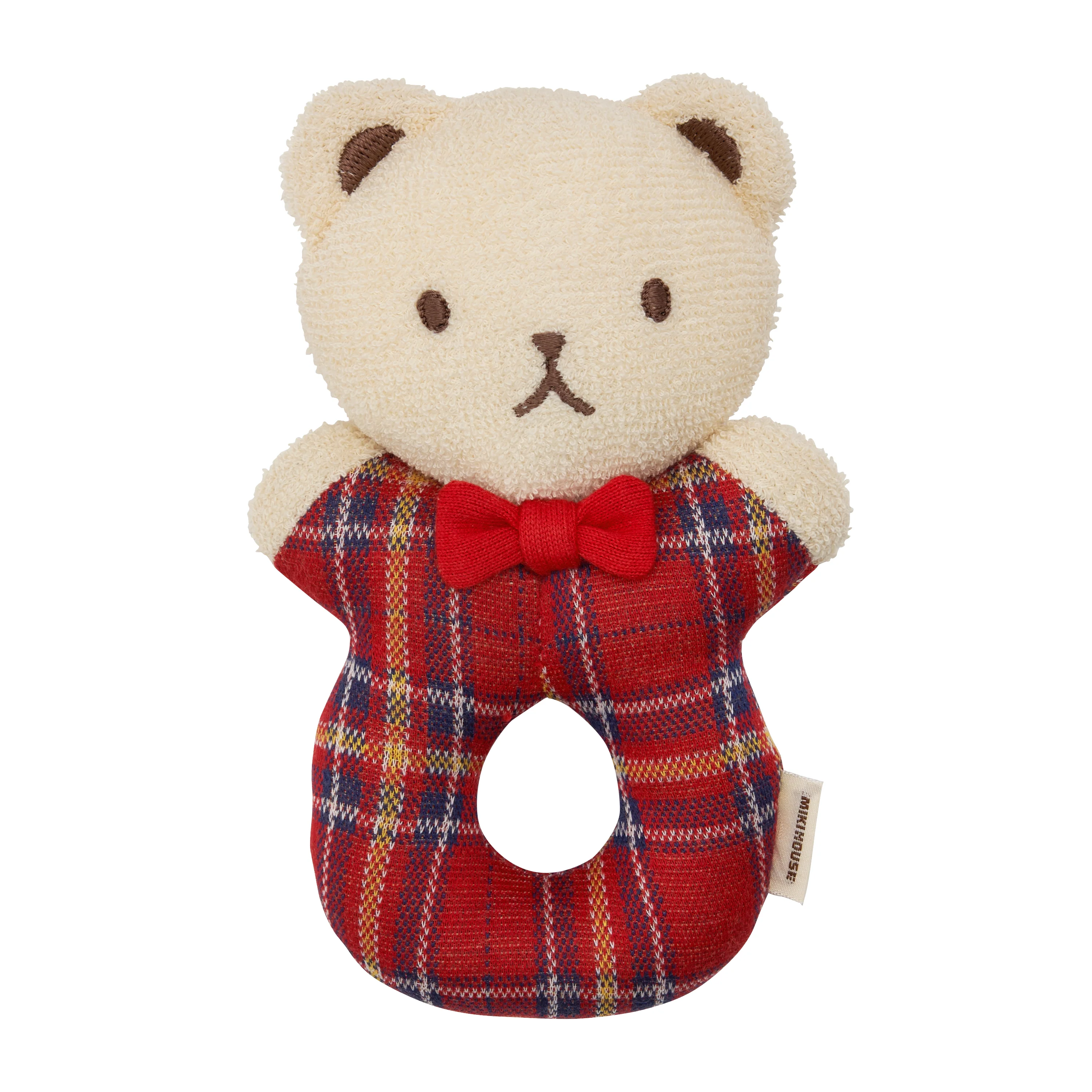 格紋熊造型手搖鈴-紅