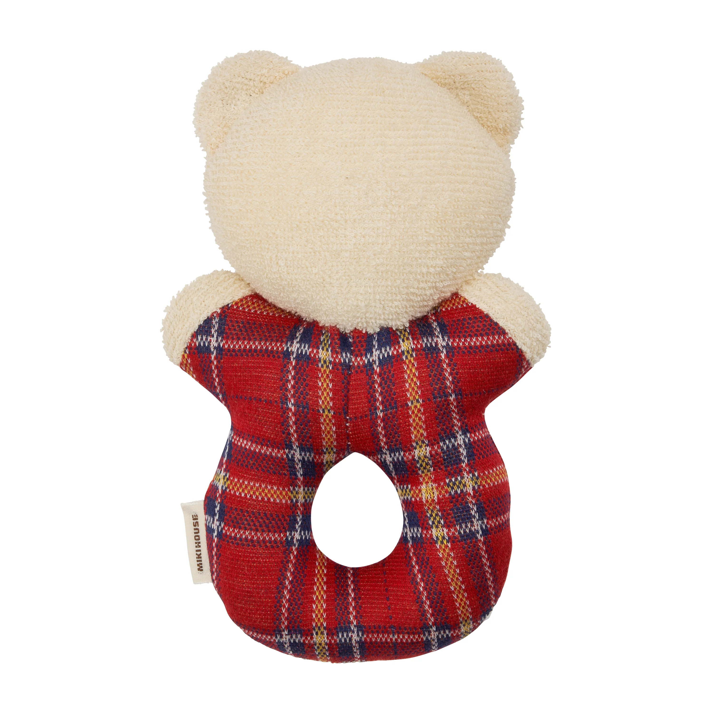 格紋熊造型手搖鈴-紅