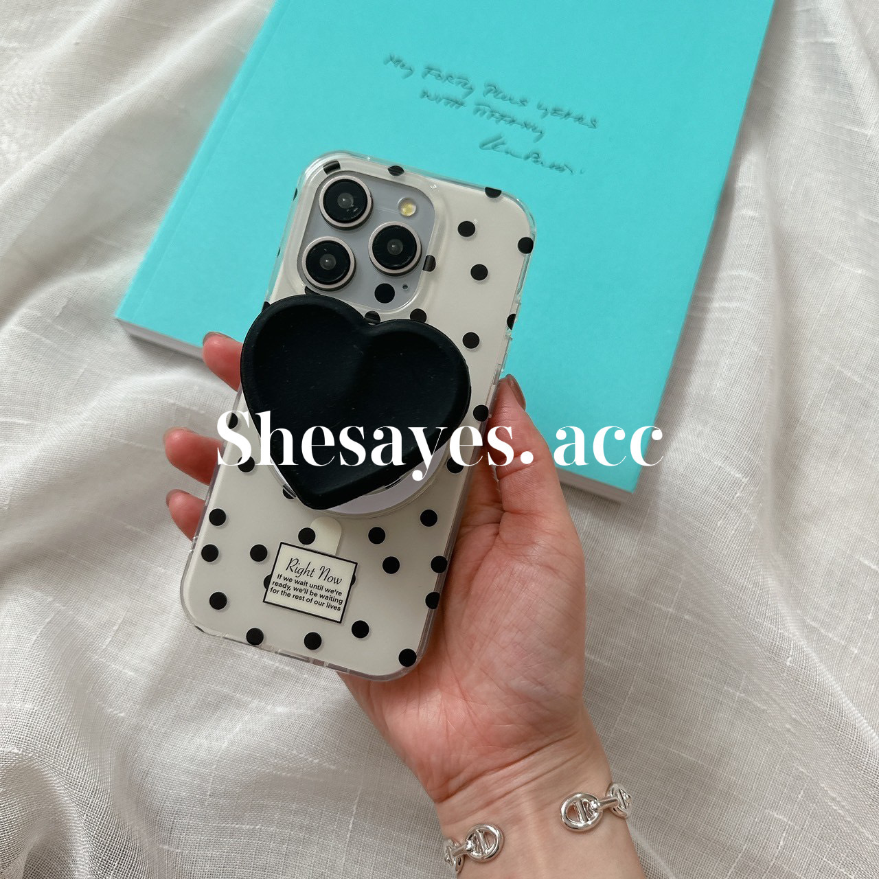 IPHONE 波普風｜圓點愛心磁吸支架手機殼