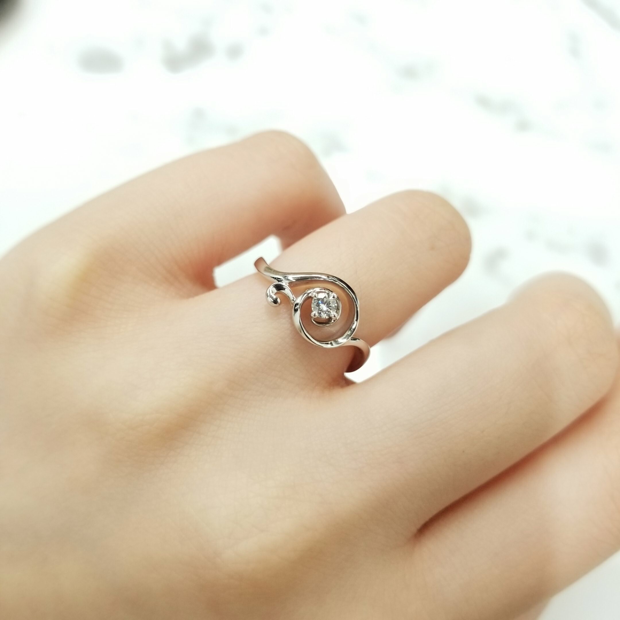 全新18K白金【單粒8份鑽石】4爪戒指