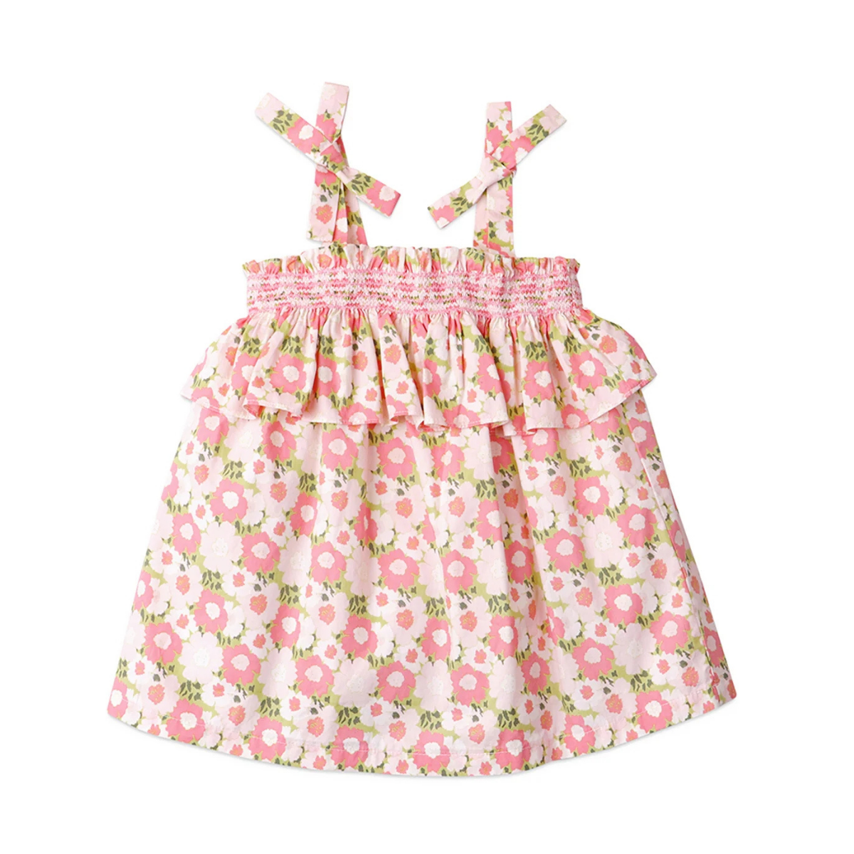 〖 Gingersnaps 〗粉紅花朵蝴蝶結細肩洋裝