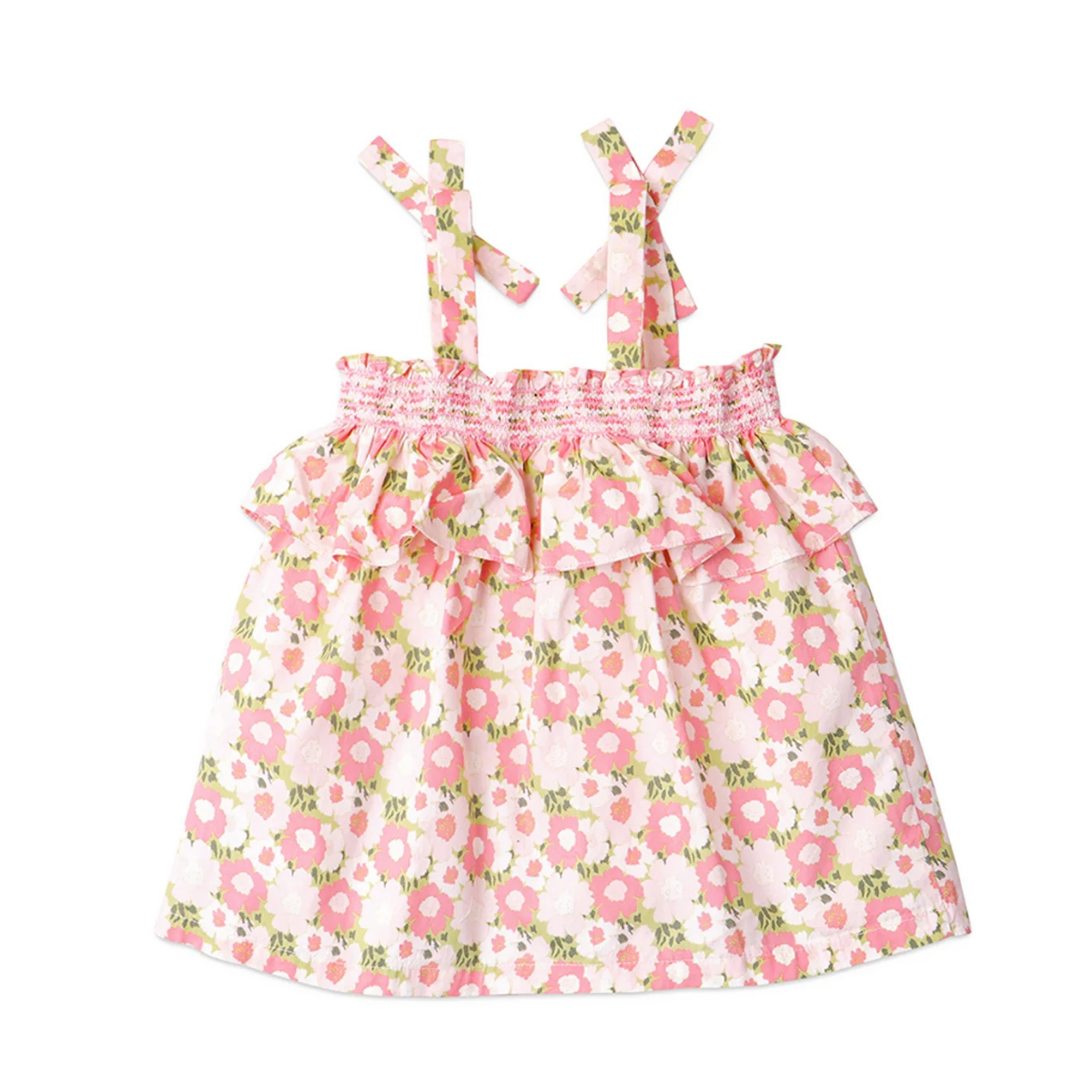 〖 Gingersnaps 〗粉紅花朵蝴蝶結細肩洋裝