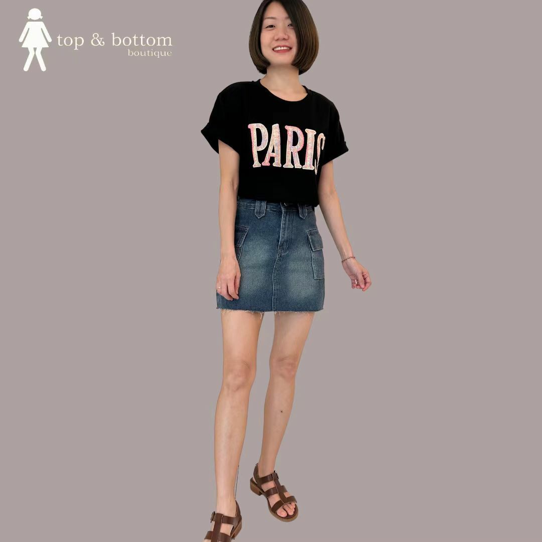 DENIM CARGO SHORT SKIRT