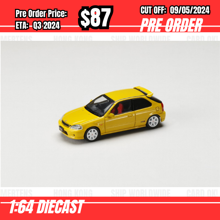 RS-$87   * JDM64  * 1:64 Honda CIVIC TYPE R (EK9) Yellow [OD23/04]