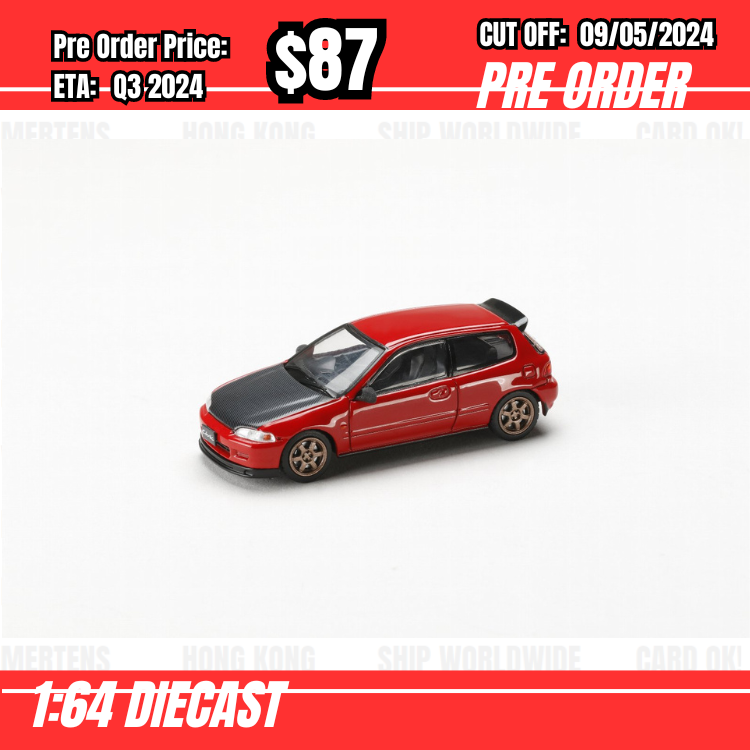RS-$87   * JDM64  * 1:64 Honda CIVIC (EG6) SIR-Ⅱ JDM STYLE RED [OD23/04]
