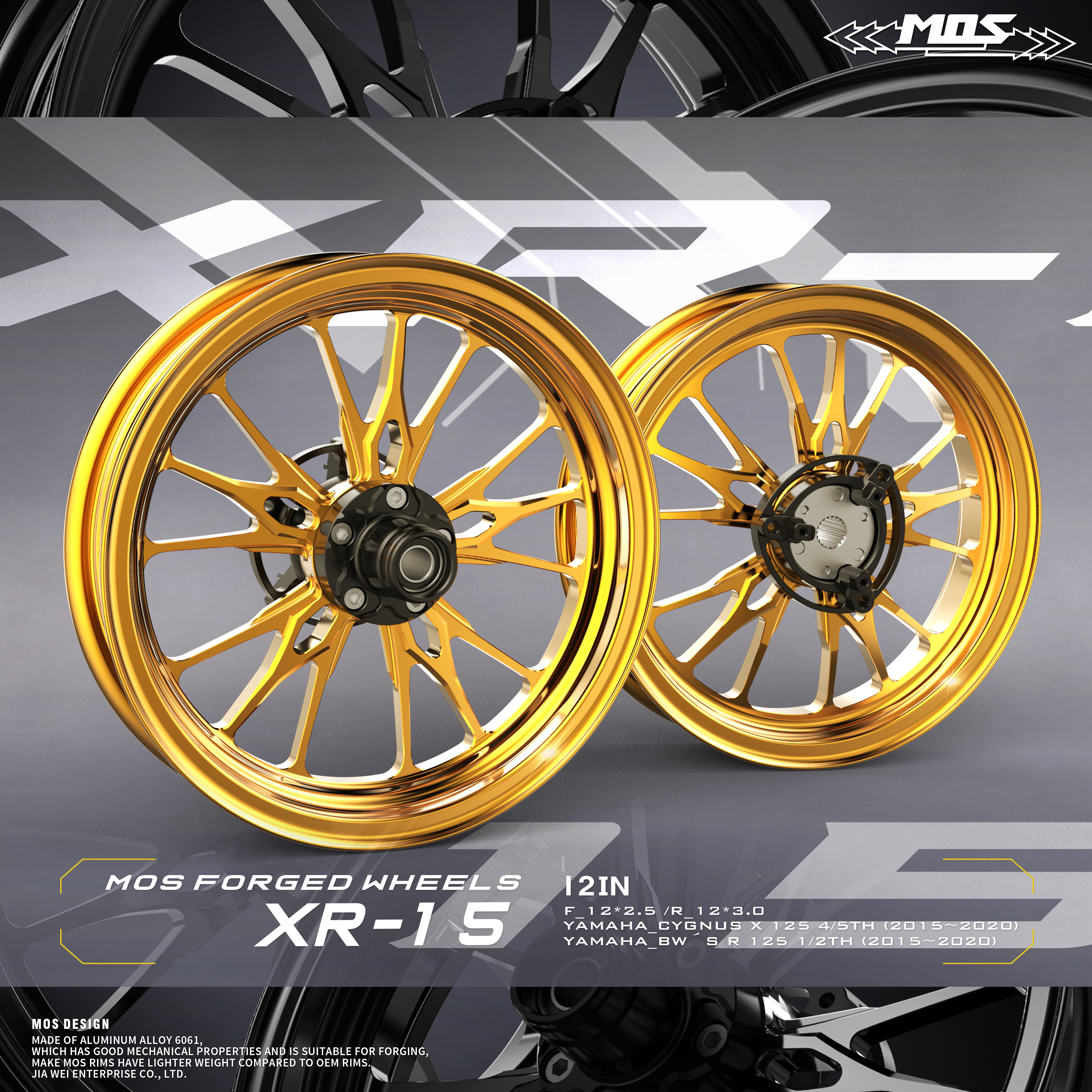 yasumasa1129　 ホイールセット Forged XR15 Wheel for Yamaha Zuma 125 & Cygnus X