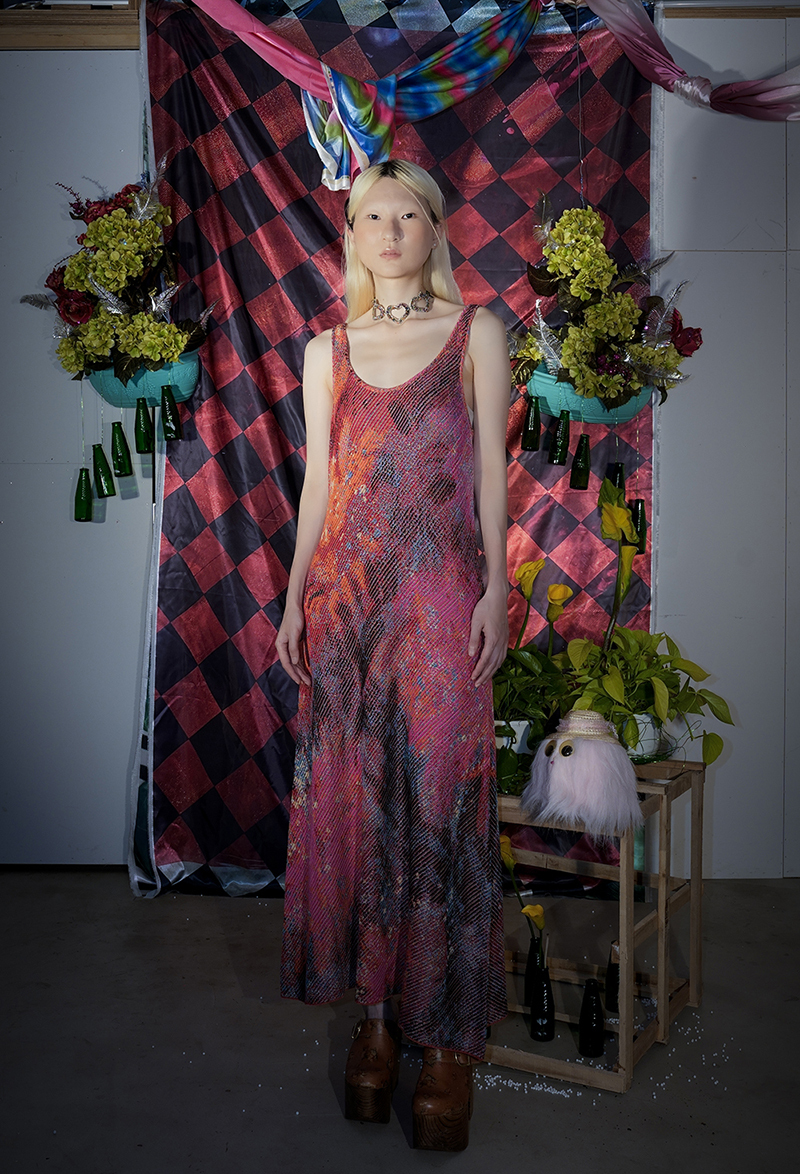 Fireworks Knitted Sleeveless Dress - Red