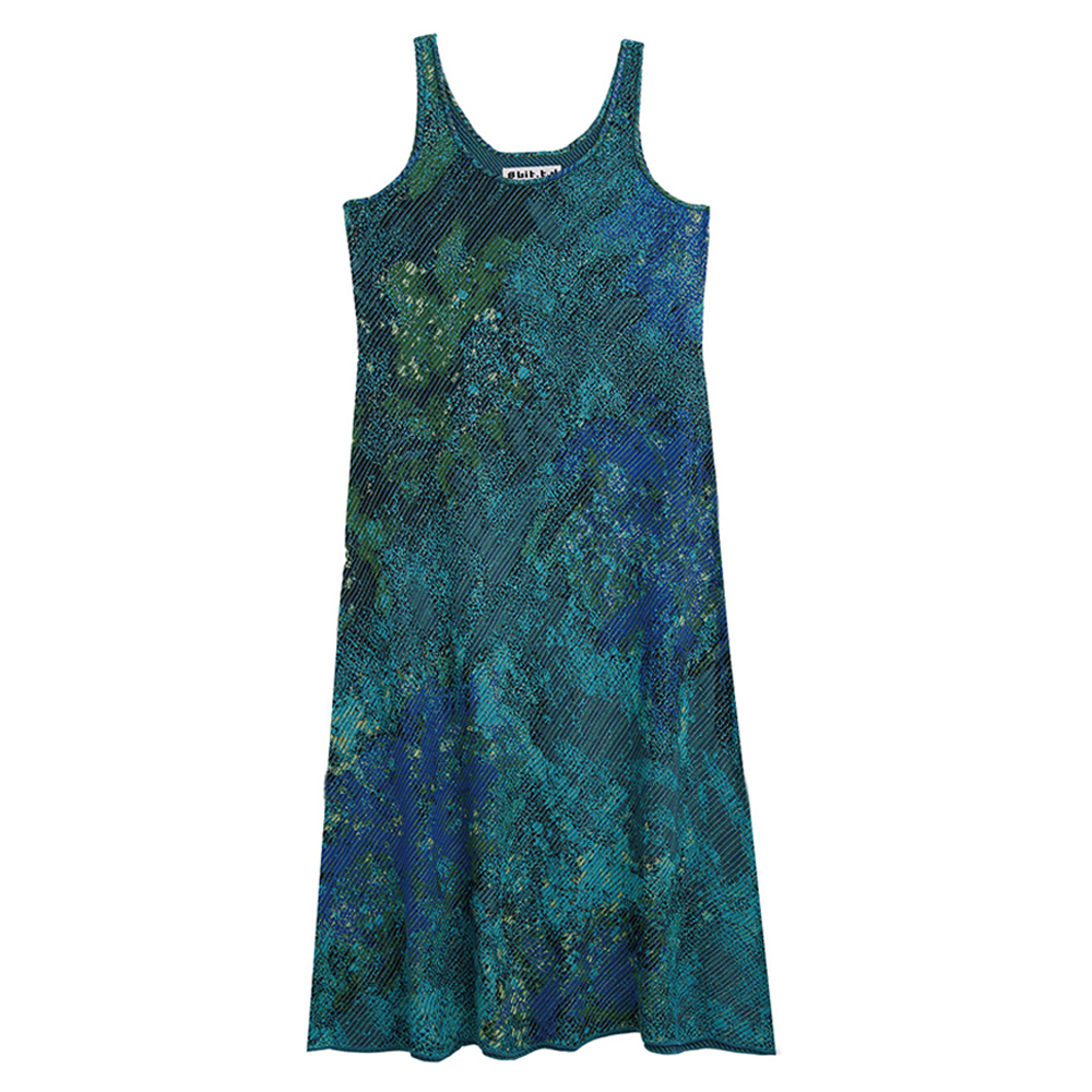 Fireworks Knitted Sleeveless Dress - Blue