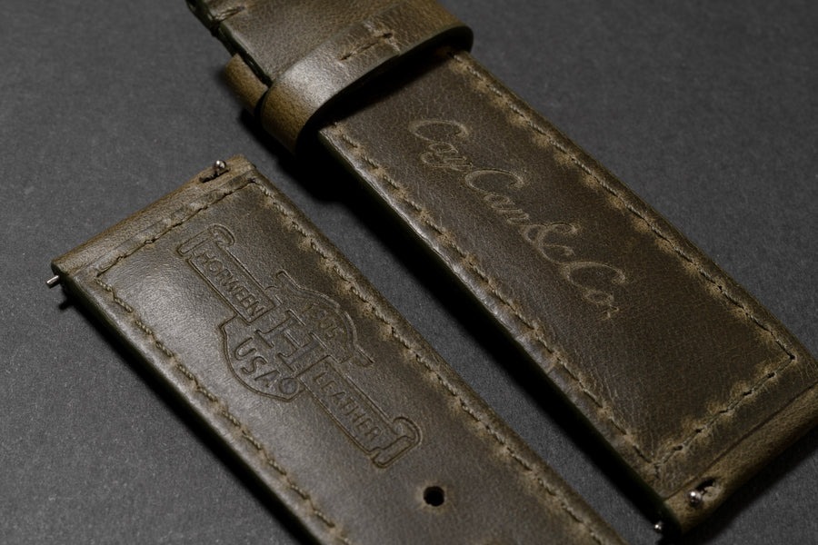 OLIVE DRAB HORWEEN LEATHER STRAP - HOS01.1