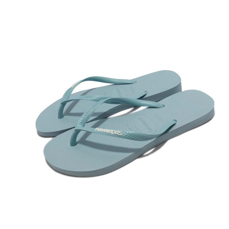 Havaianas Slim Logo Pop Up 哈瓦仕 夾腳拖 跳色 細帶 女鞋 水藍色 4119787-2404W [台灣現貨]