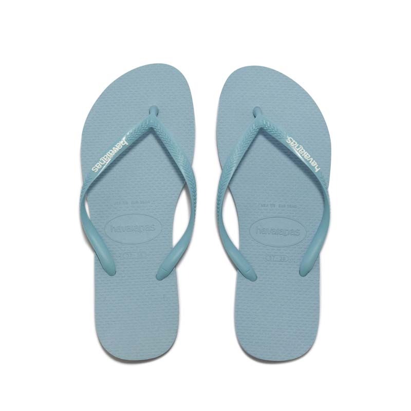Havaianas Slim Logo Pop Up 哈瓦仕 夾腳拖 跳色 細帶 女鞋 水藍色 4119787-2404W [台灣現貨]