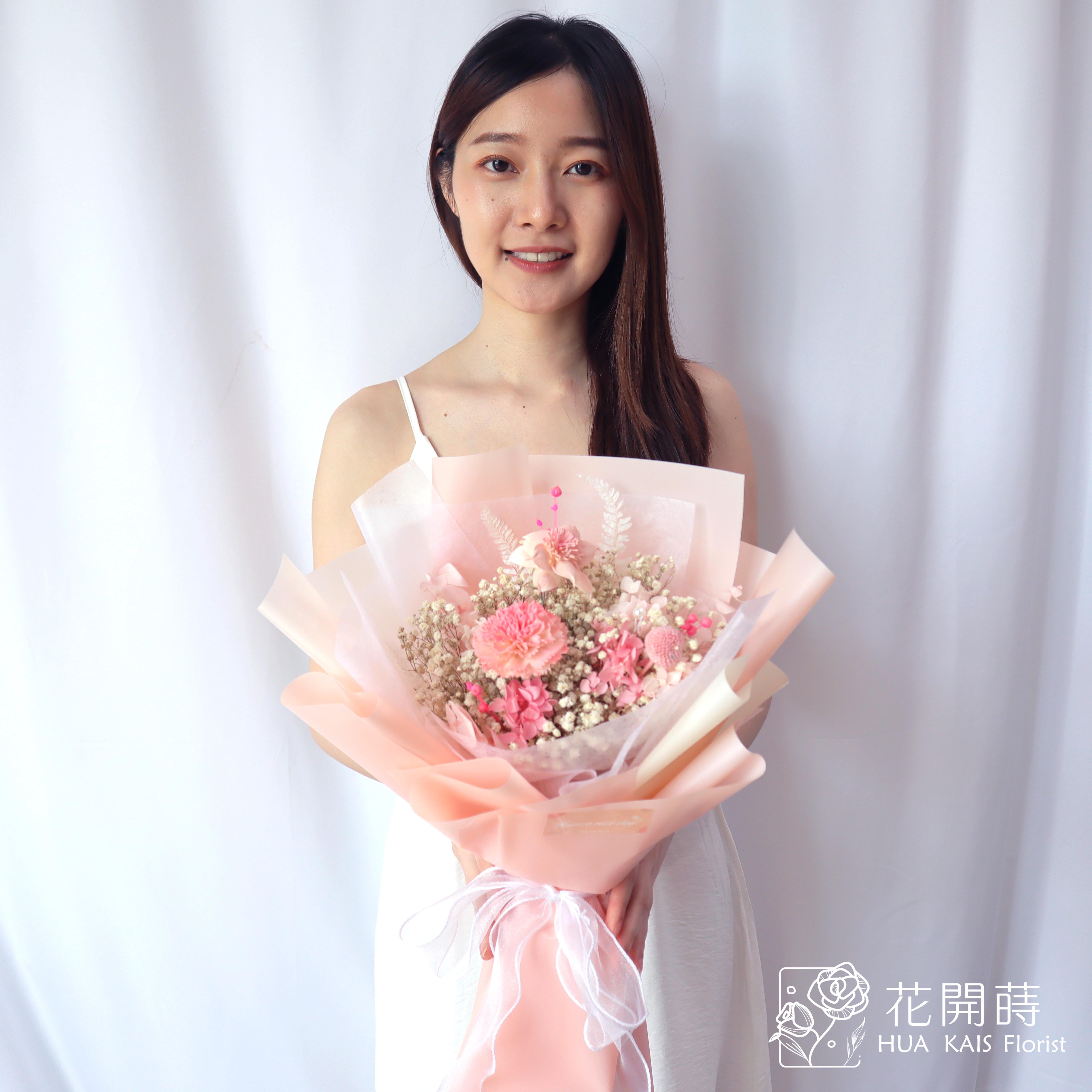 香氛康乃馨花束|少女粉珍珠花束|母親節花束|生日禮物|母親節花|母親節花禮|康乃馨花禮|康乃馨