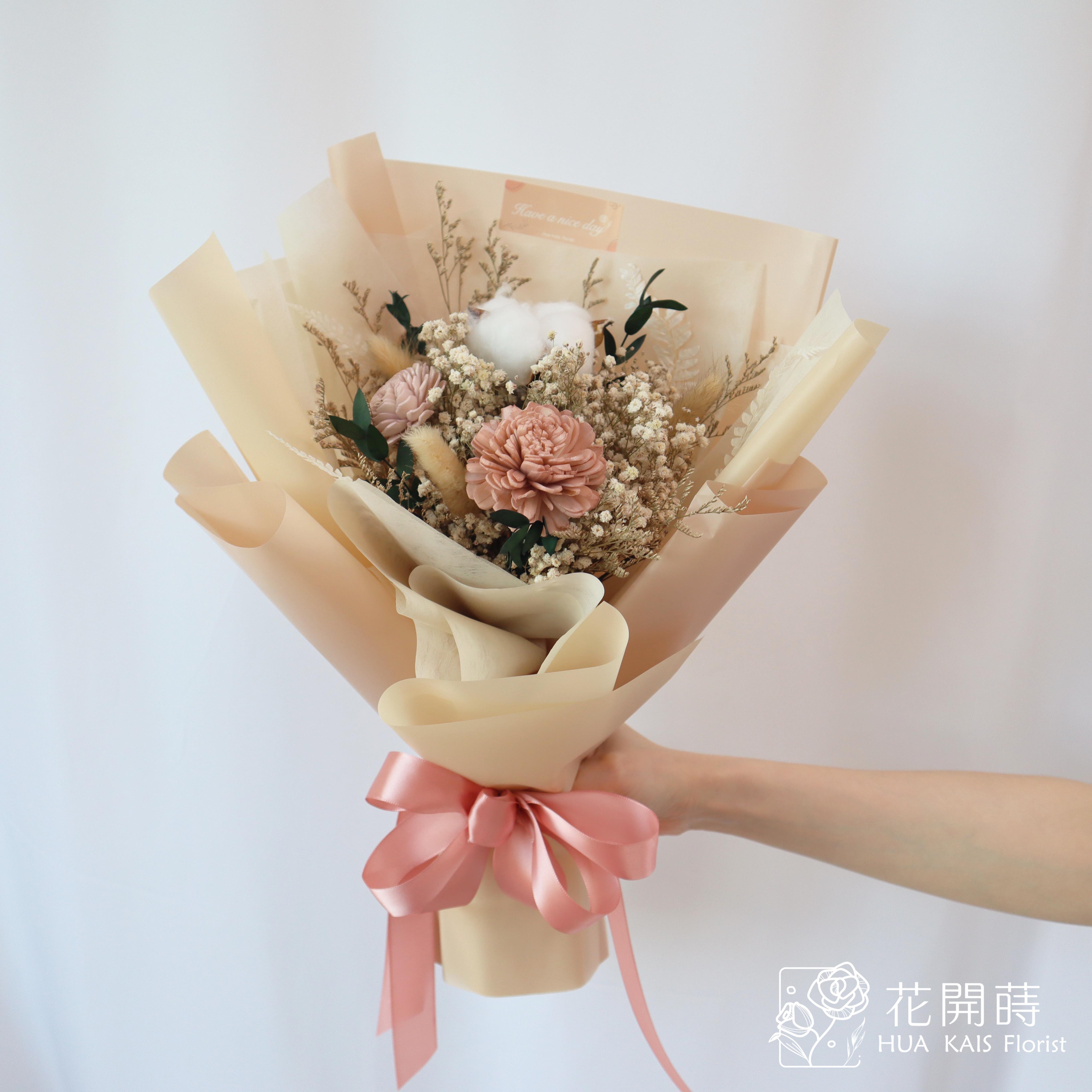 乾燥花束|伯爵奶茶(S)|告白花束|情人節花束|母親節花束|畢業花束