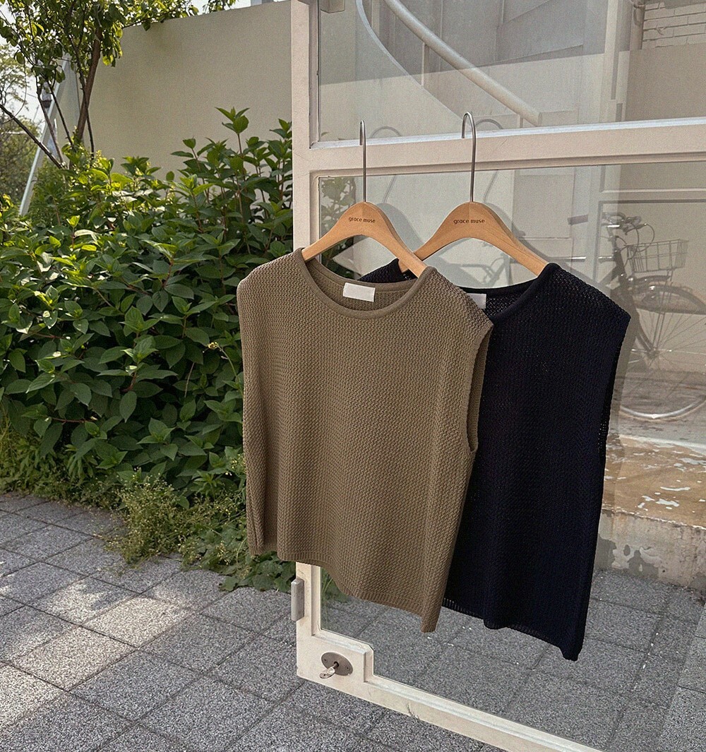 韓國grace muse授權 休閒慵懶風編織無袖針織衫【made muse】系列