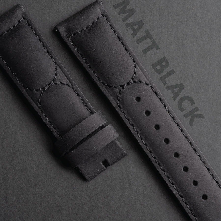 MATT BLACK CRAZY HORSE LEATHER STRAP - CS01.1