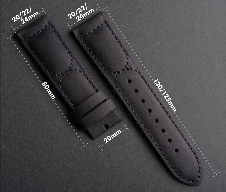 MATT BLACK CRAZY HORSE LEATHER STRAP - CS01.1