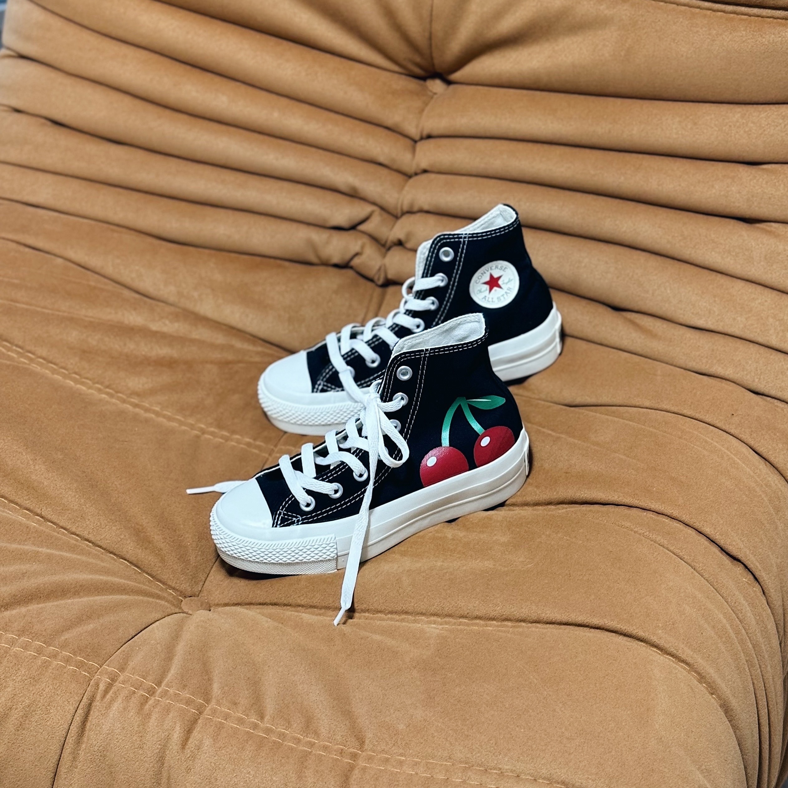 Convese AS Plts Cherryprint HI 日本限定 黑色 白色 手繪櫻桃 帆布鞋 31312170 31312171