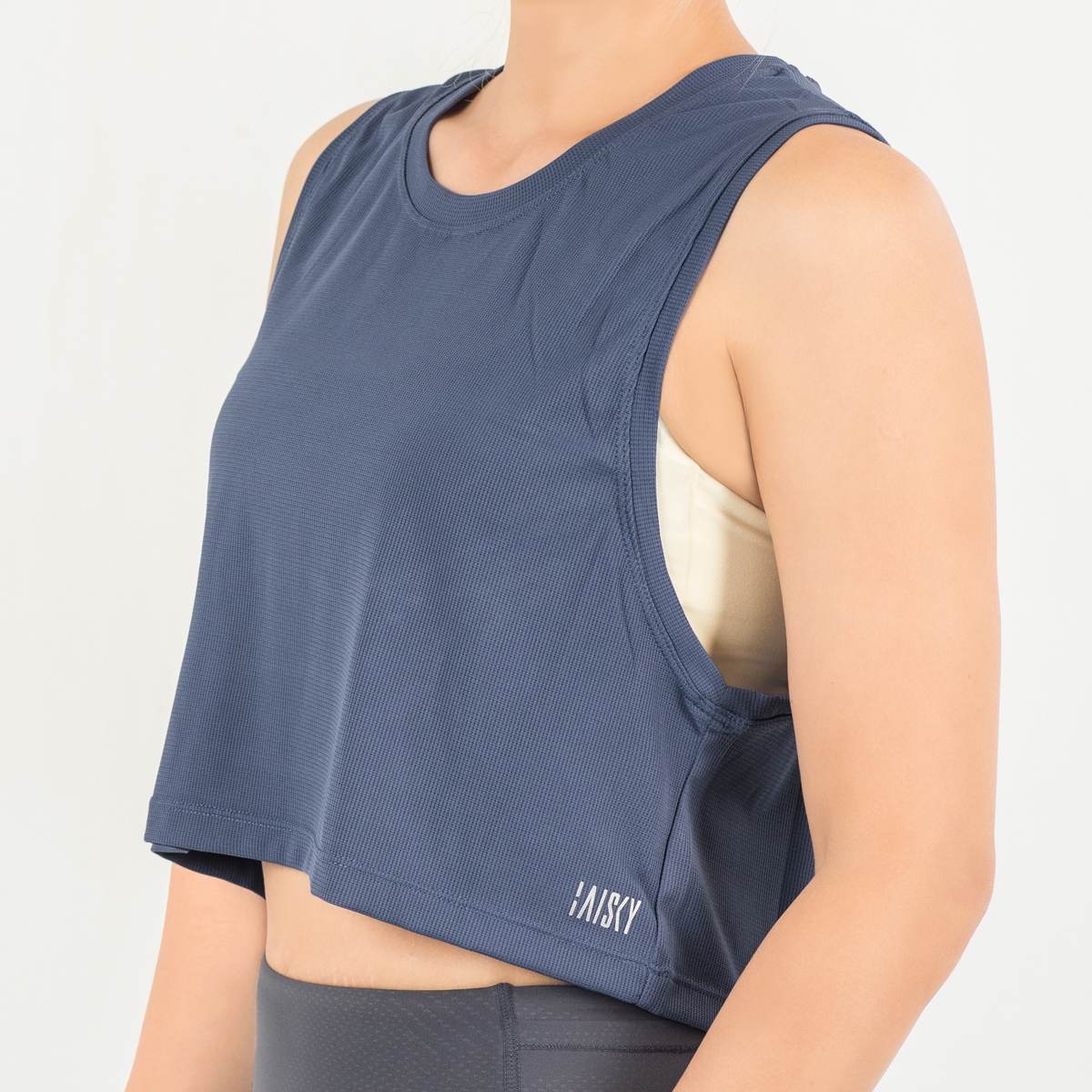 後背微縷空造型運動背心 藍