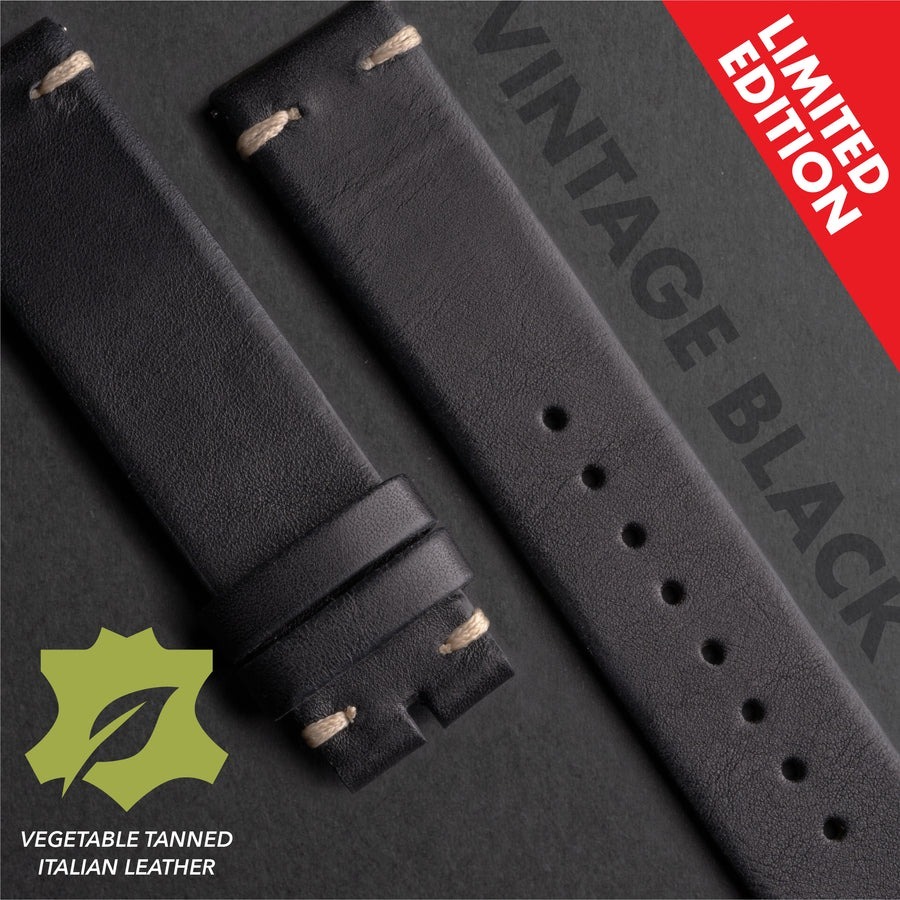 VINTAGE BLACK LEATHER STRAP - VS01.1