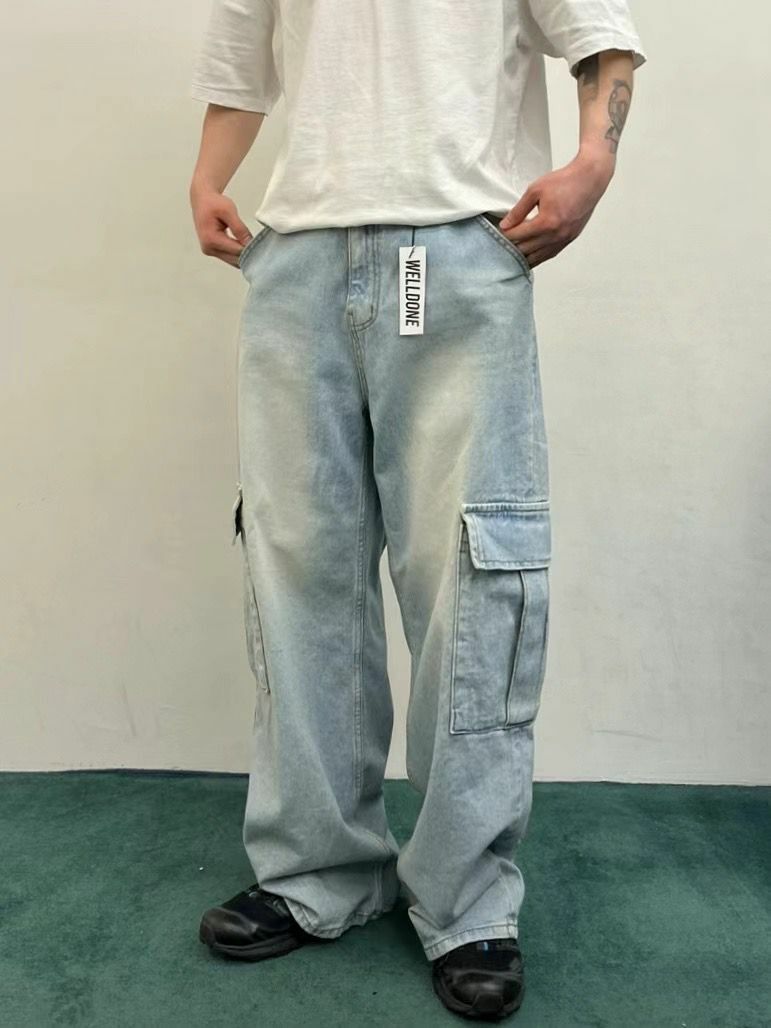 洗水工裝鬆身牛仔褲 WELL DONE-032J