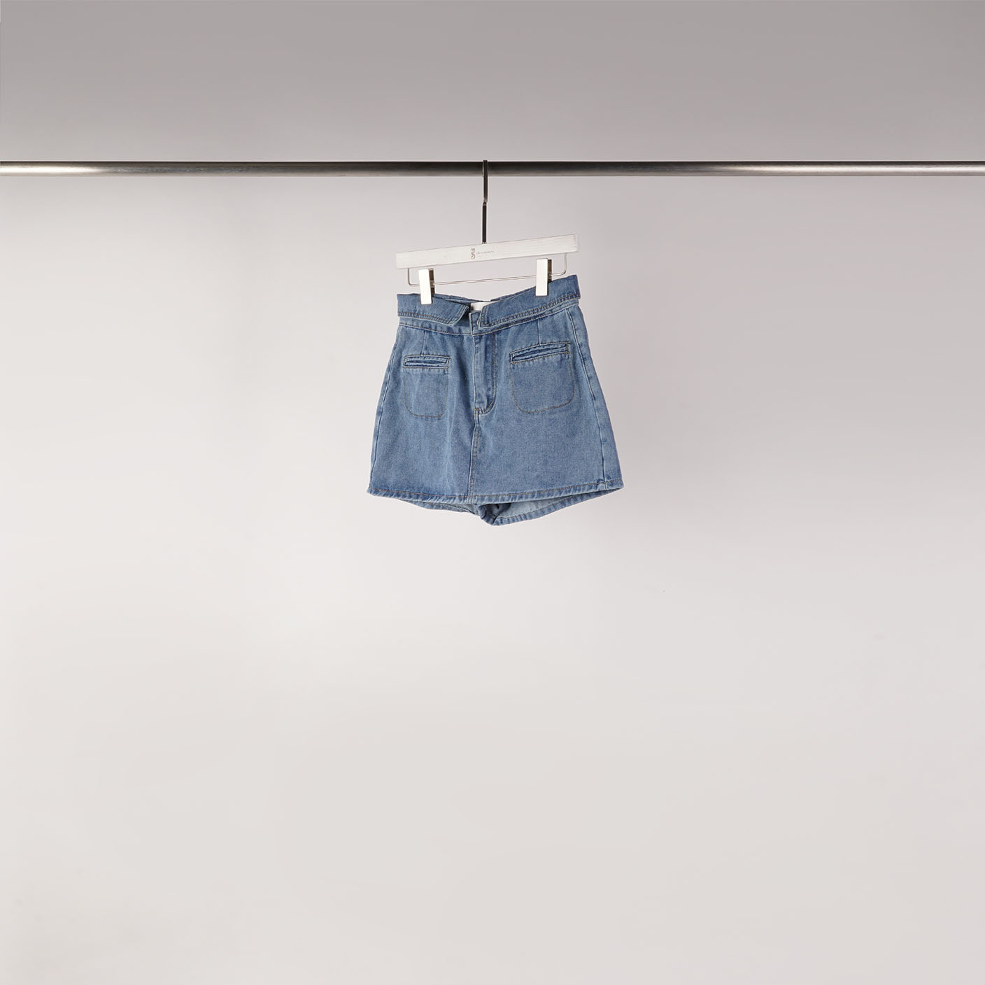 反摺高腰牛仔褲裙｜S - L