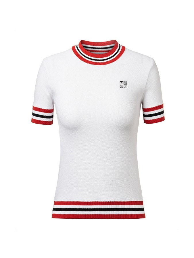 女【現貨】 正韓設計師Lenucu 學院風格 校園風 氣質圓領線條短袖T-Shirt #MW112420