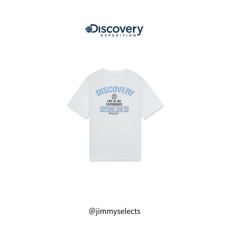 【代購】Discovery 白色徽標圖案超合身短袖 T 恤 DWRS8B043-BKS