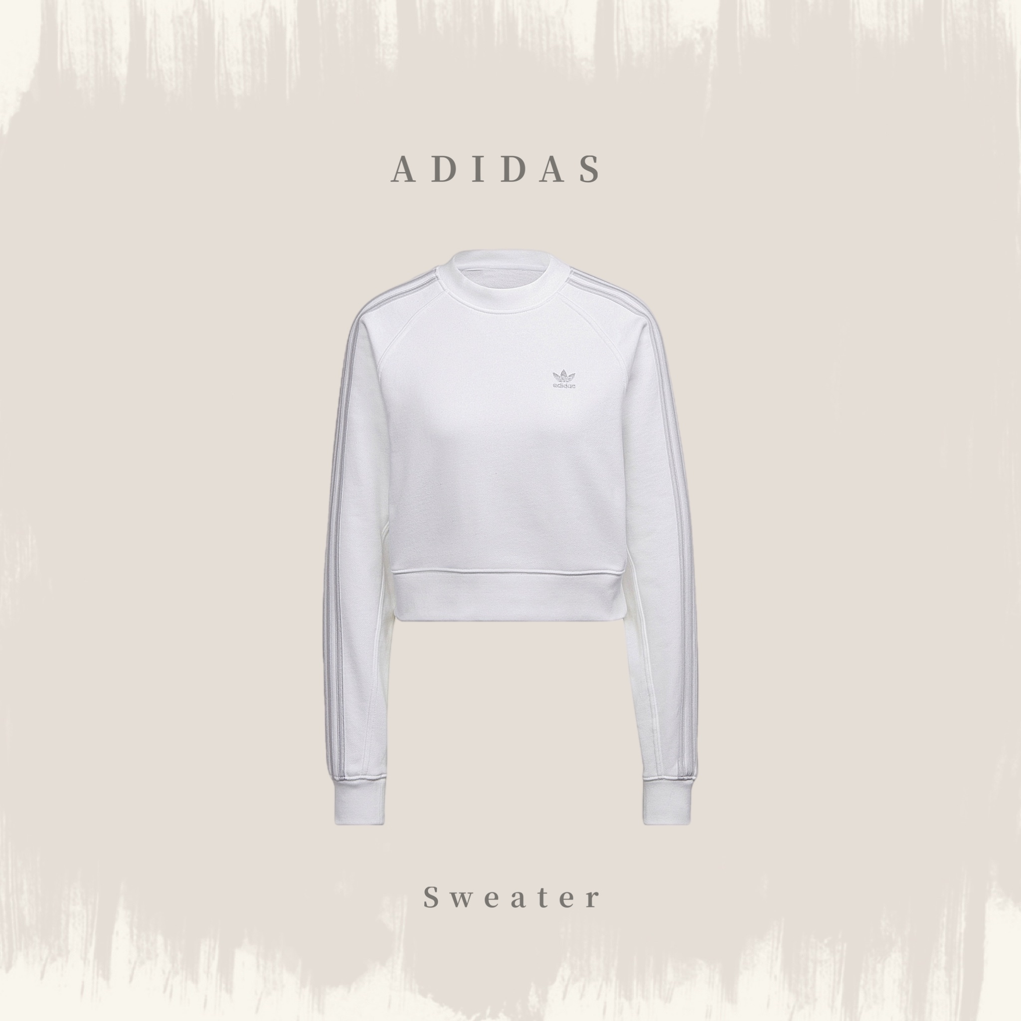 ADIDAS ADICOLOR CLASSICS SWEATER 三葉草 銀 長袖上衣 白 HF7531（NG商品）
