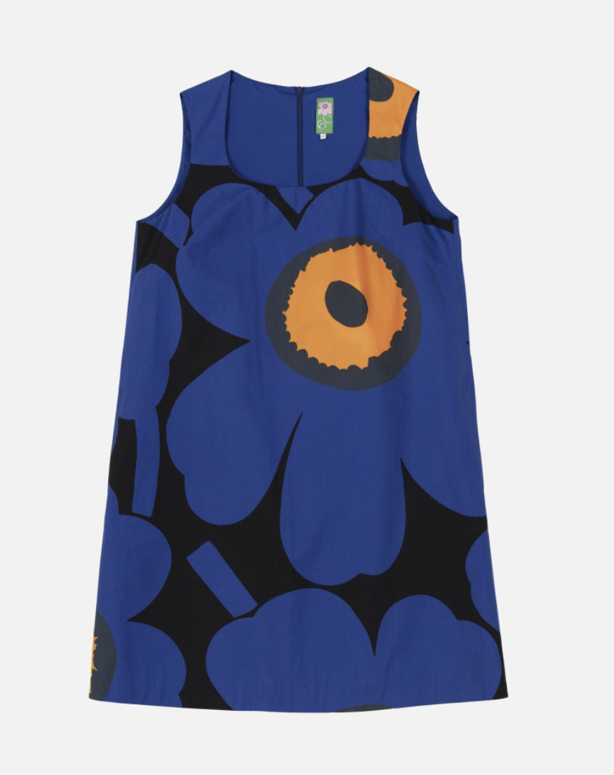 代購現貨｜ 60th Marimekko Black x Blue x orange unikko背心裙 | KESTIT UNIKKO DRESS