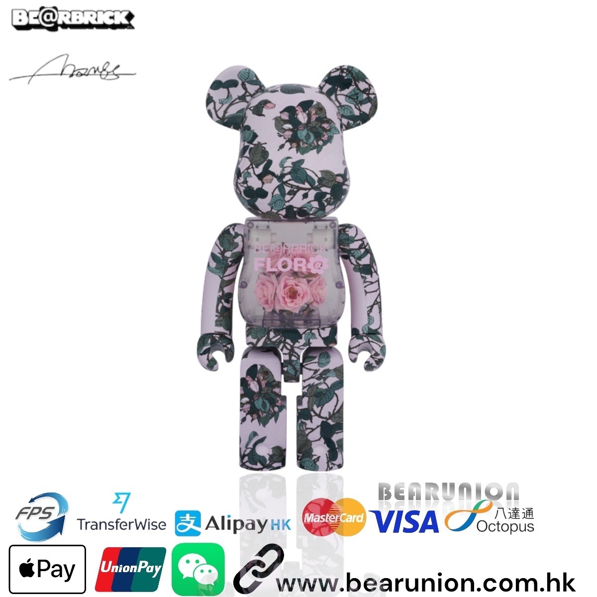 Bearbrick 1000% FLOR@ PINK ROSE