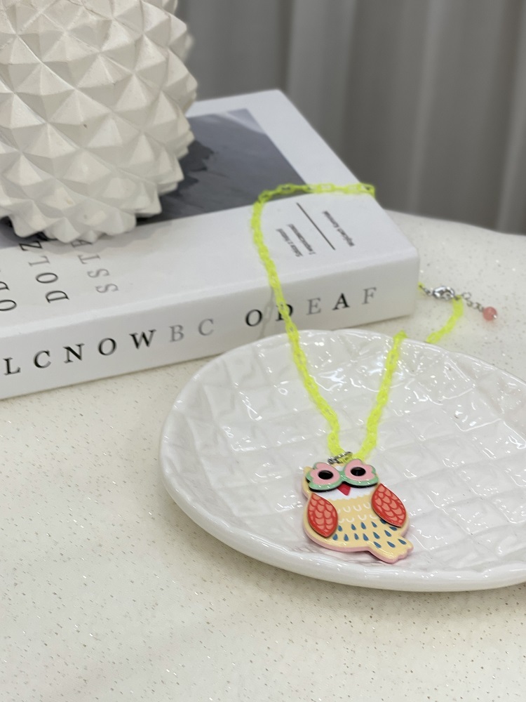 『GD』橘黃毛貓頭鷹螢光色項鍊