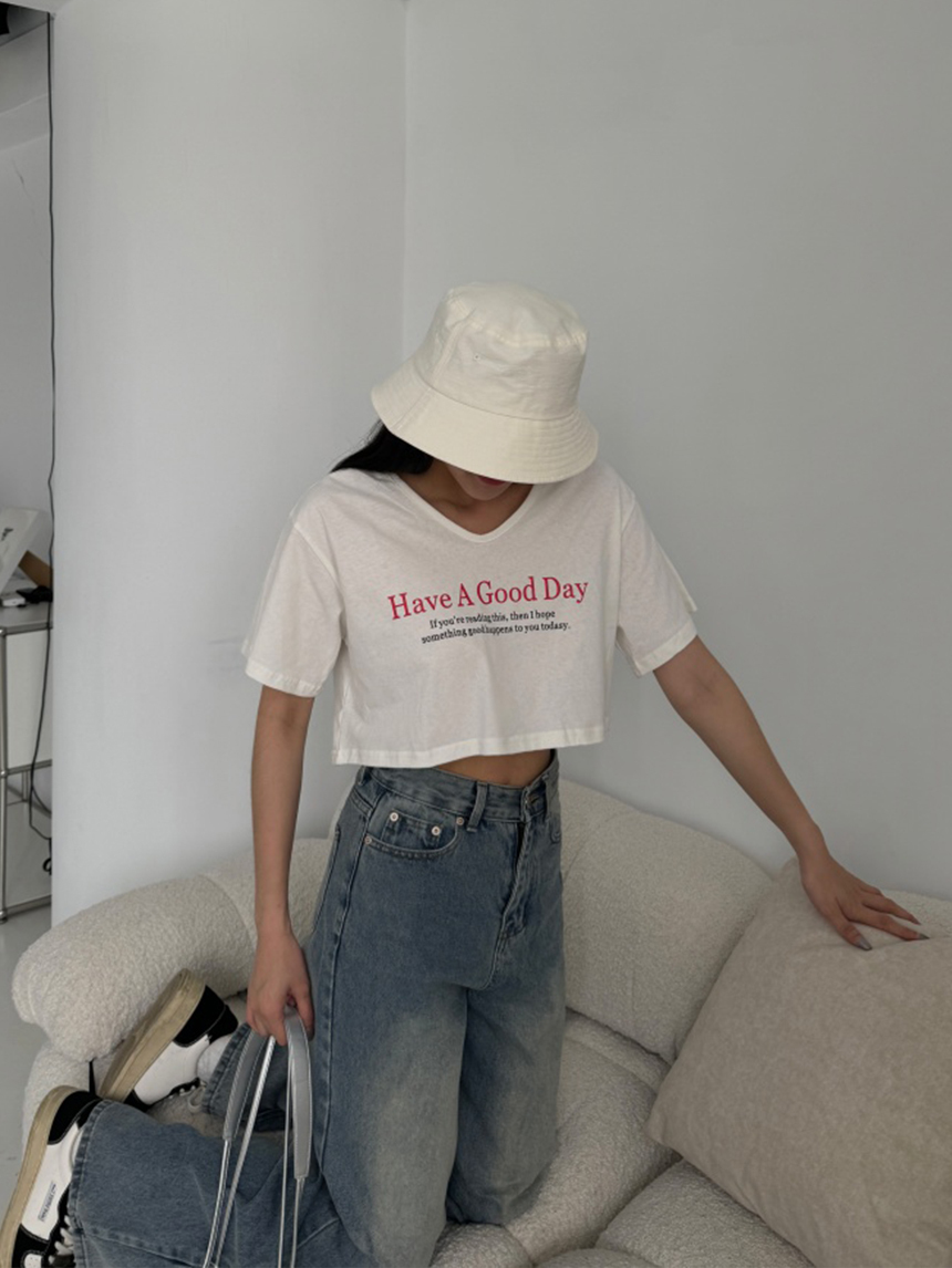 Have a good day V領短上衣*2色