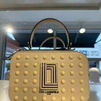 [S] KARL LAGERFELD LH4E07BI BEADED LOGO HAND BAG,ALMOND MILK, 196788711631 (SKL1009)