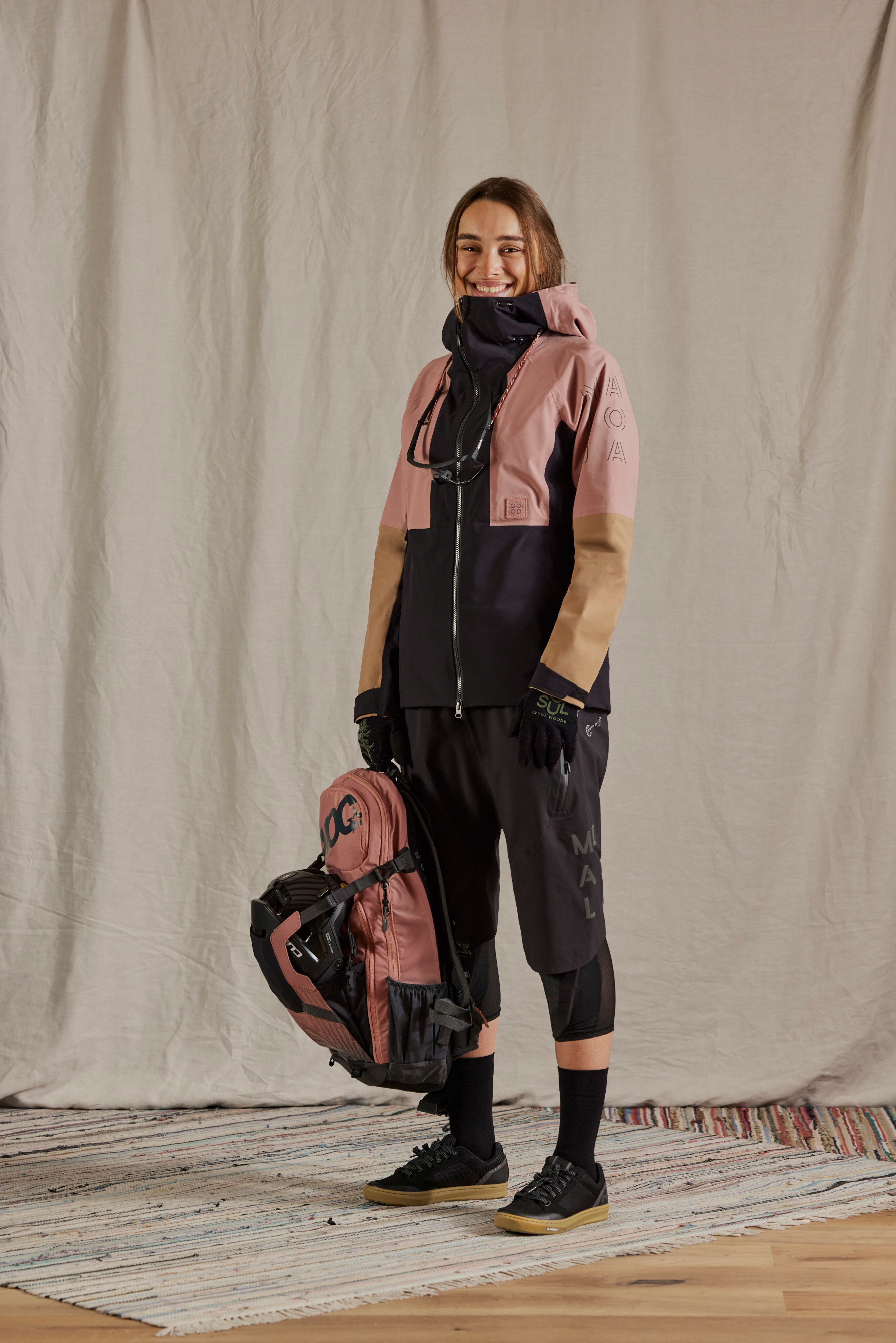 【MALOJA】女3L防水防風連帽外套 / 24MA37101-[粉棕拼、粉黑拼]