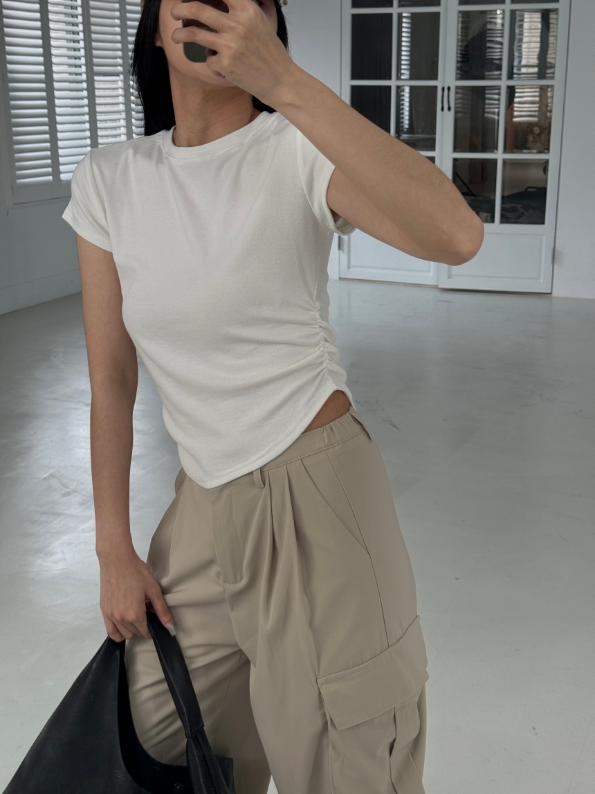 側抓皺莫代爾短袖上衣*6色