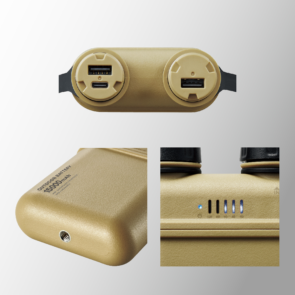 NESTOUT OUTDOOR 軍事風移動電源 (15000mAh IP67 防水防塵)(DE-NEST-15000)系列_日本elecom野外