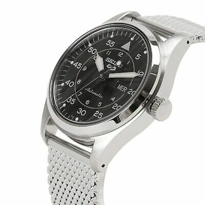 Seiko 精工 5 Sports SRPH23K1 Military Flieger Black Dial Milanese Automatic Watch 不銹鋼網黑色錶盤自動 SRPH23K1 100M 男士手錶